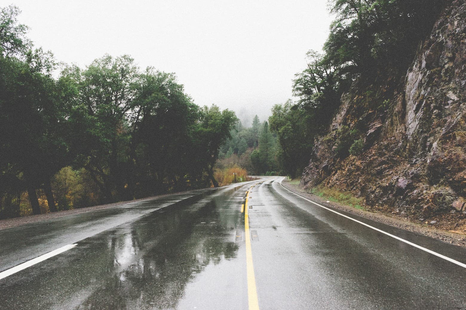 Wet asphalt road after rain