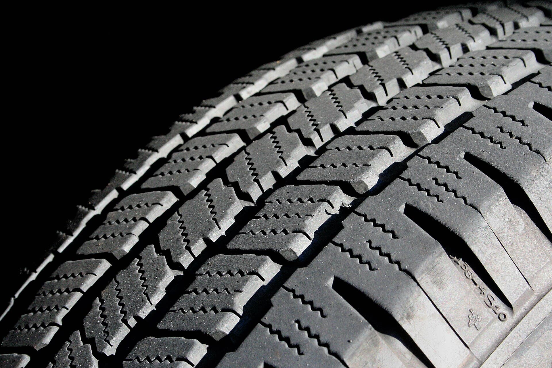 Close-up of a car tyre tread pattern