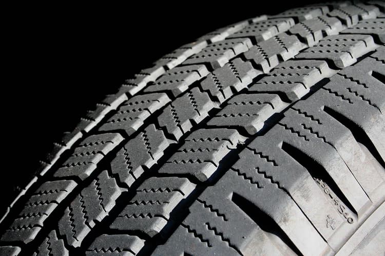 Close-up of a car tyre tread pattern